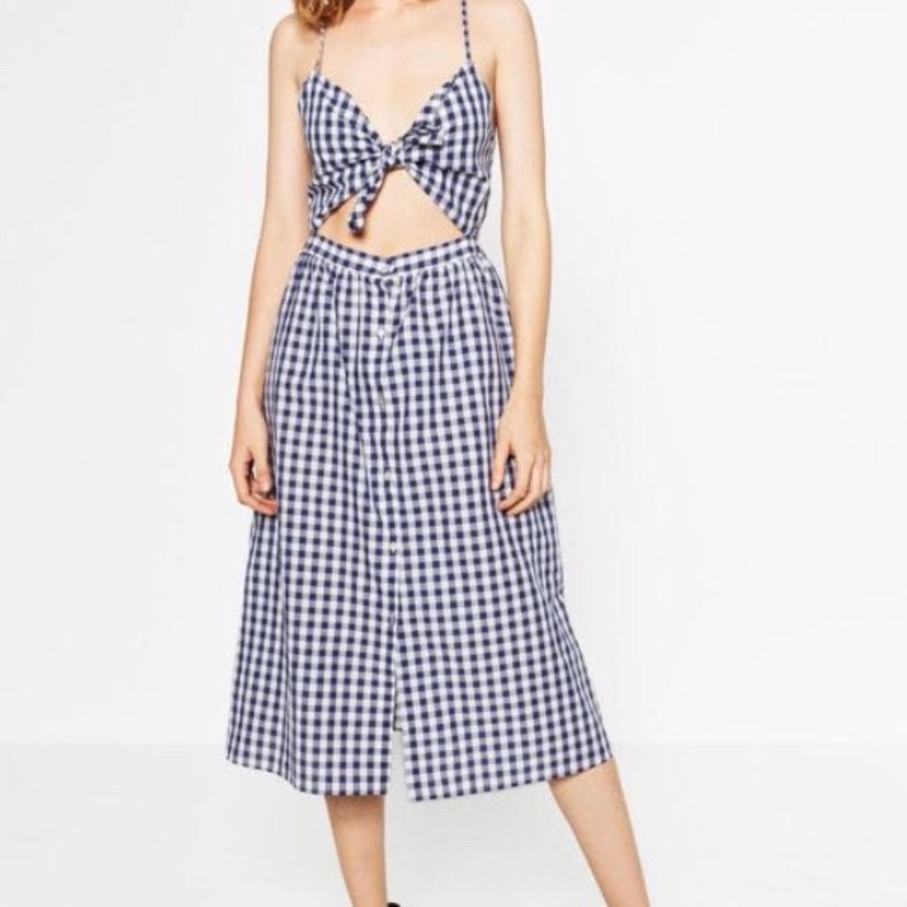 Zara front tie midi dress